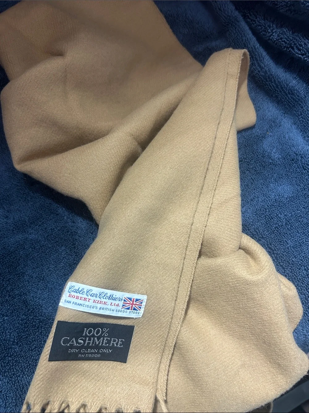 Coble & Clothiers Camel 100% Cashmere Scarf